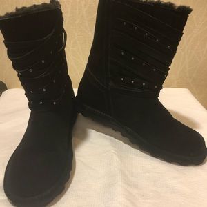 BearPaw Black Suede Winter Boots